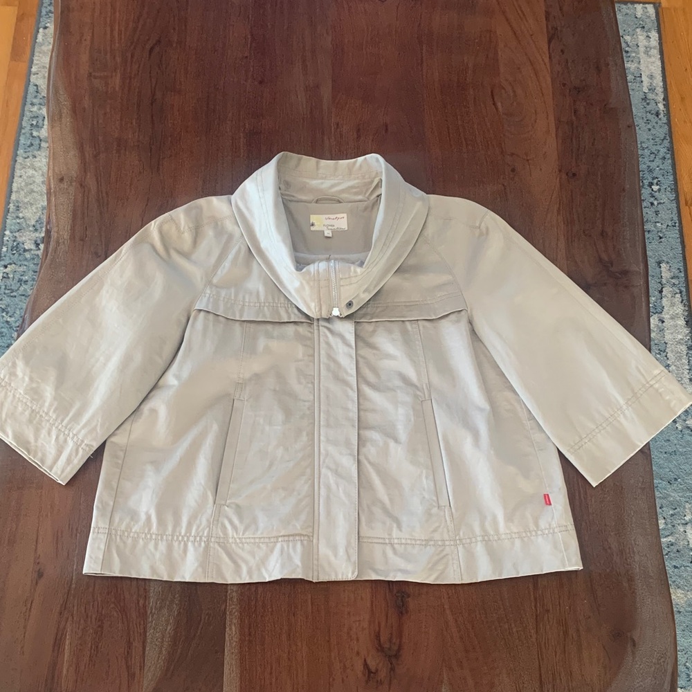 Short Trench Jacket with Oversized Collar, Sz 40